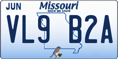 MO license plate VL9B2A