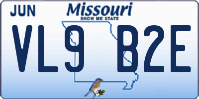 MO license plate VL9B2E