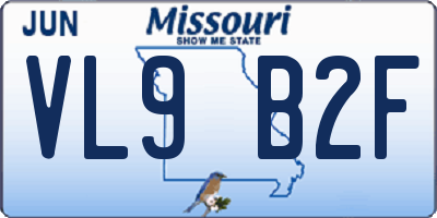 MO license plate VL9B2F