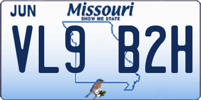 MO license plate VL9B2H