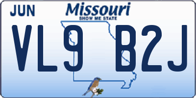 MO license plate VL9B2J