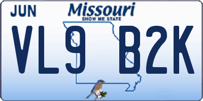 MO license plate VL9B2K
