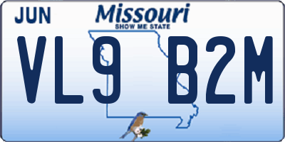 MO license plate VL9B2M