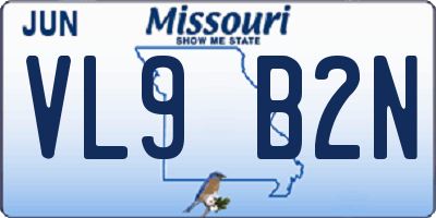 MO license plate VL9B2N
