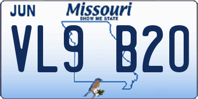 MO license plate VL9B2O