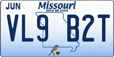 MO license plate VL9B2T
