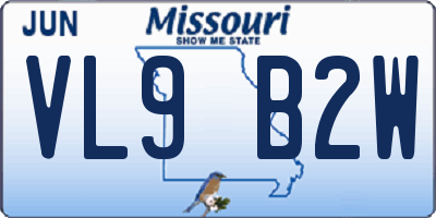 MO license plate VL9B2W