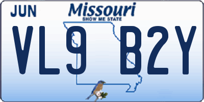 MO license plate VL9B2Y