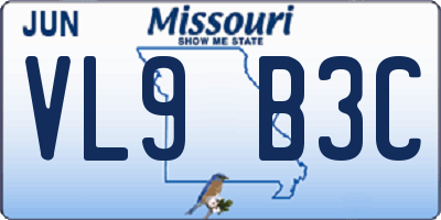 MO license plate VL9B3C