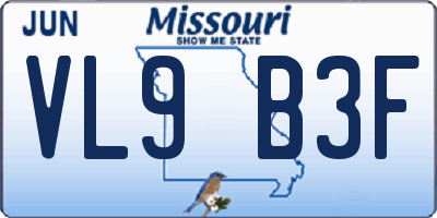 MO license plate VL9B3F