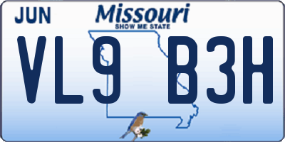 MO license plate VL9B3H