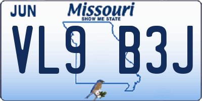 MO license plate VL9B3J