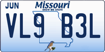 MO license plate VL9B3L