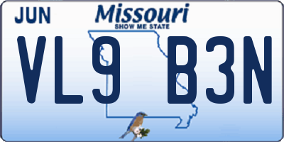 MO license plate VL9B3N