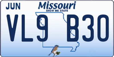 MO license plate VL9B3O