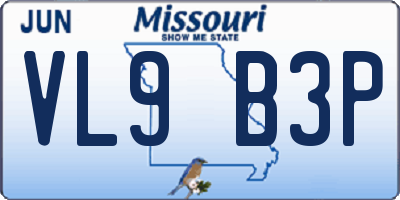 MO license plate VL9B3P