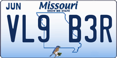 MO license plate VL9B3R