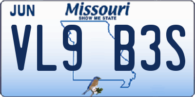 MO license plate VL9B3S
