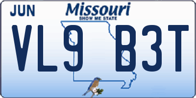 MO license plate VL9B3T