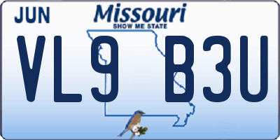 MO license plate VL9B3U