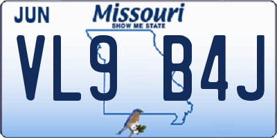 MO license plate VL9B4J