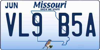 MO license plate VL9B5A