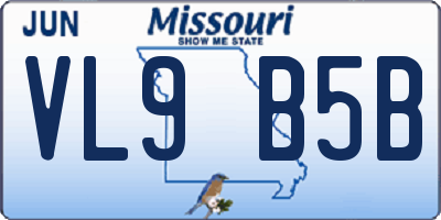 MO license plate VL9B5B