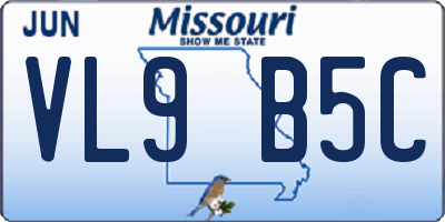 MO license plate VL9B5C