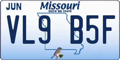 MO license plate VL9B5F