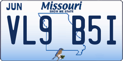 MO license plate VL9B5I
