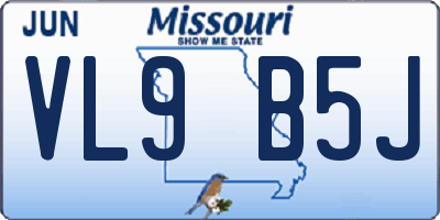 MO license plate VL9B5J