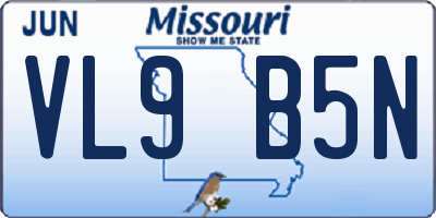 MO license plate VL9B5N