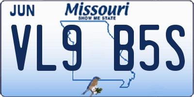 MO license plate VL9B5S
