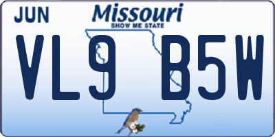 MO license plate VL9B5W