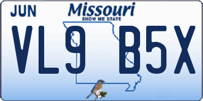 MO license plate VL9B5X