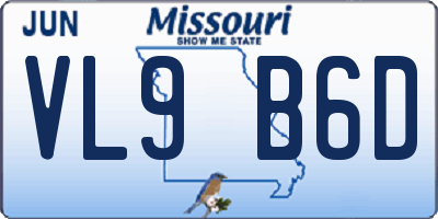 MO license plate VL9B6D