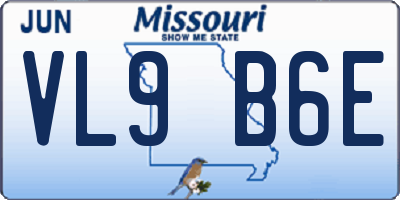 MO license plate VL9B6E