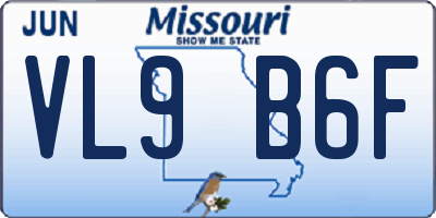 MO license plate VL9B6F