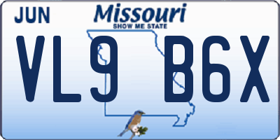 MO license plate VL9B6X