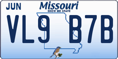 MO license plate VL9B7B