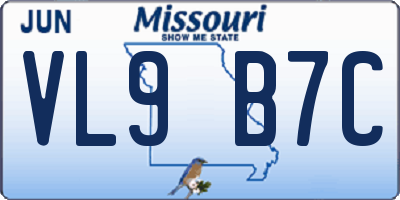 MO license plate VL9B7C