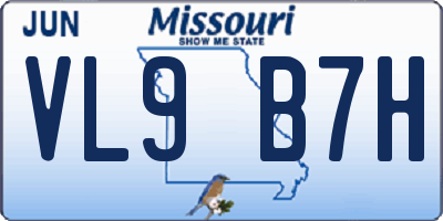 MO license plate VL9B7H