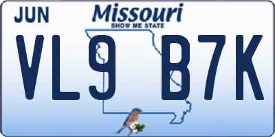MO license plate VL9B7K