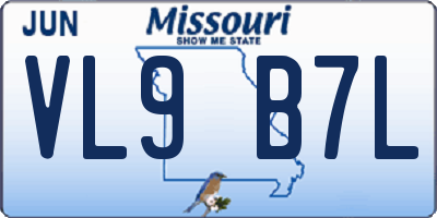 MO license plate VL9B7L