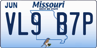 MO license plate VL9B7P