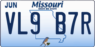 MO license plate VL9B7R
