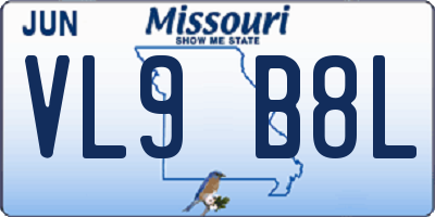 MO license plate VL9B8L