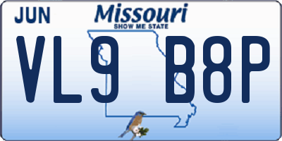MO license plate VL9B8P