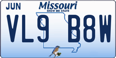 MO license plate VL9B8W