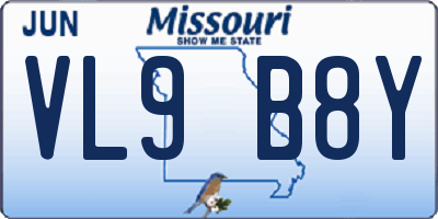 MO license plate VL9B8Y